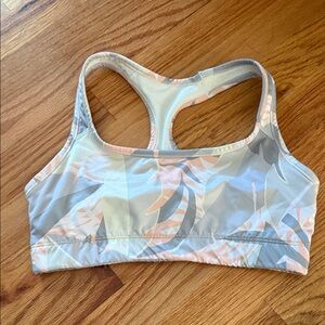 GAP Floral Sports Bra in Gray and Peach
